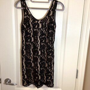 Wilfred Women's Black Lace Sleeveless Mini Sheath Dress Size XXS Silk Trim